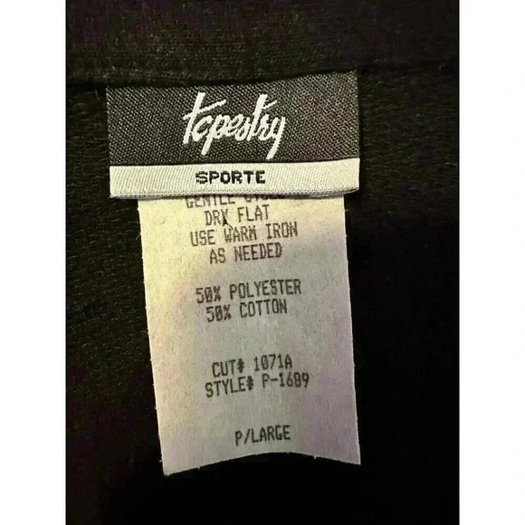 Tapestry Sporte Petite L Button Short Sleeve Collar Shirt Giraffe Embroidered - Picture 7 of 8